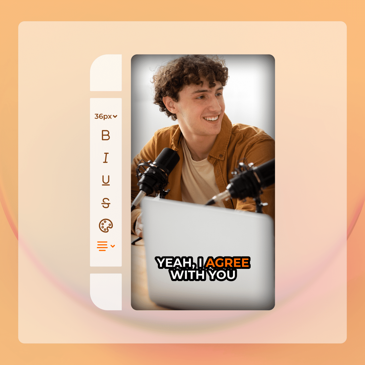 Interface de editor mostrando geração e edição de legendas com AI captions