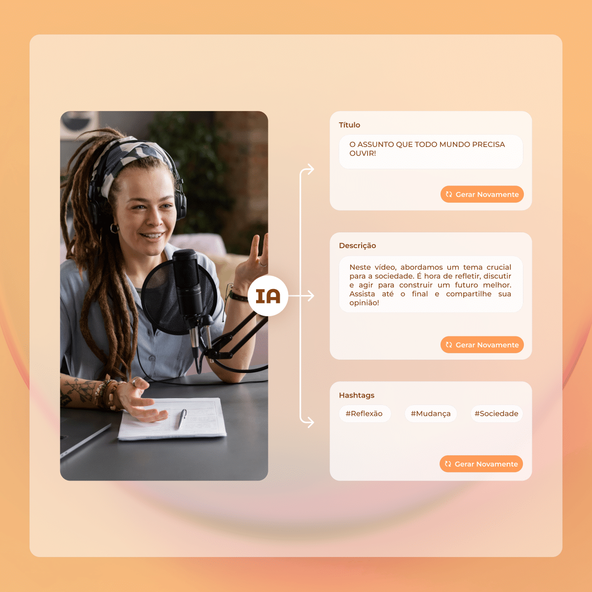 Geração automática de título, descrição e hashtags para vídeo com AI Viral Description com VDClip