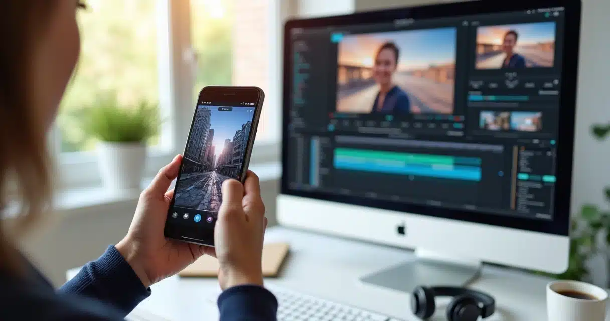 Comparação entre vídeos em formato vertical e horizontal em telas de dispositivos móveis e computadores