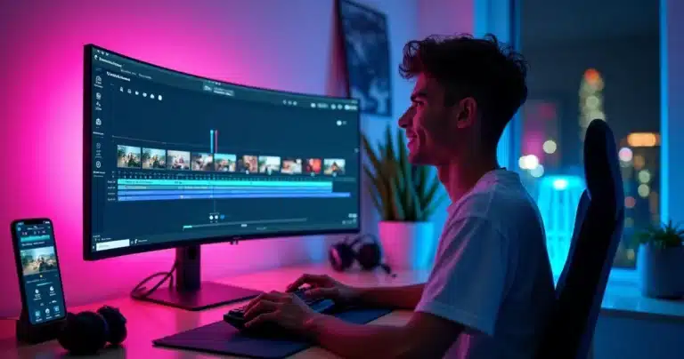 Criador de conteúdo usando IA para gerar cortes virais em vários formatos de vídeo