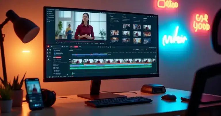 Tela de edição mostrando criação de clipe curto de vídeo do YouTube com IA