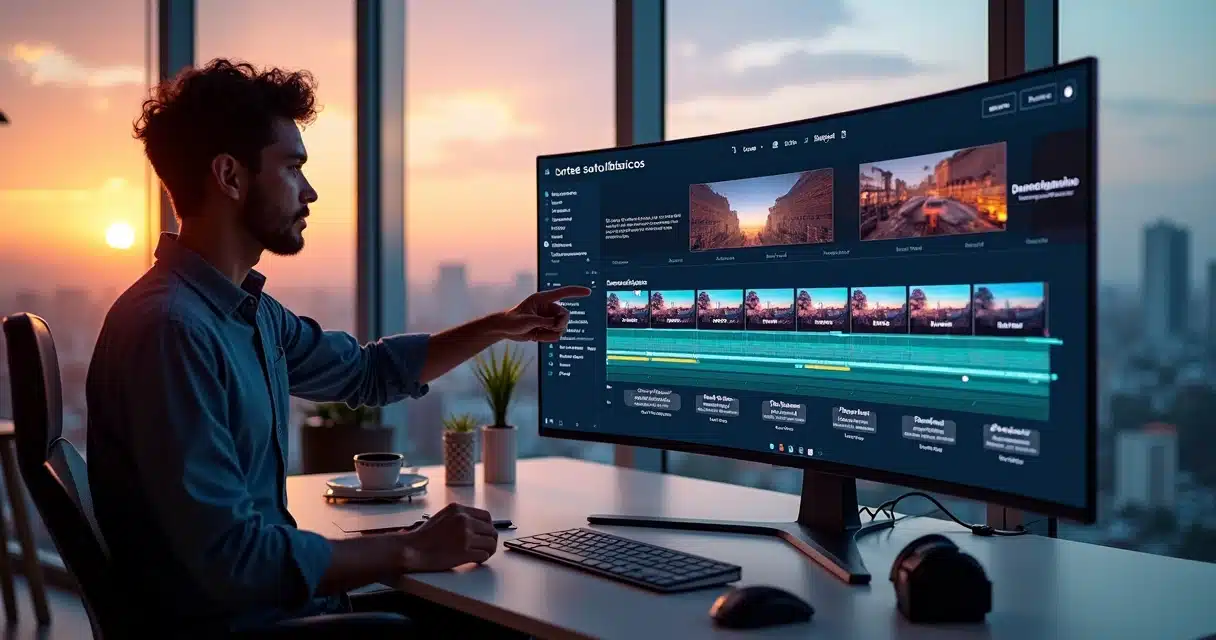 Painel de plataforma brasileira de cortes automáticos por IA com criador analisando clipes curtos